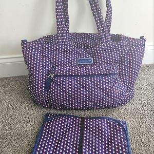 Marc Jacobs Navy Tote with Pink and White Dot Print